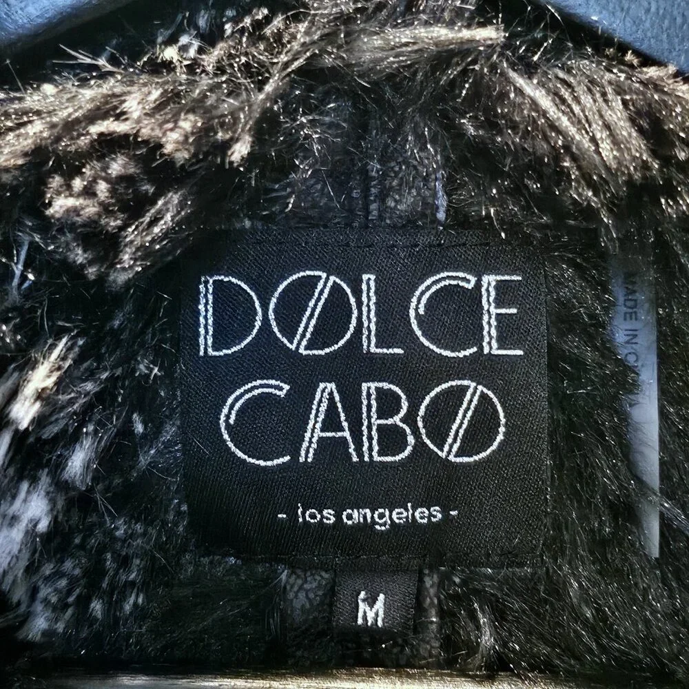 DOLCE CABO, Faux Fur Vest, Medium, Black, White & Grey - Picture 6 of 8